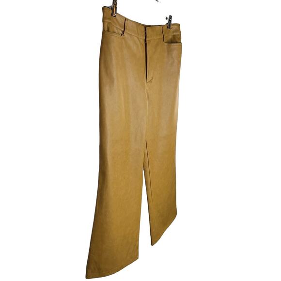 Avec les Filles Anthropologie Camel Faux Leather Straight Crop Pants Size Large - Picture 6 of 12